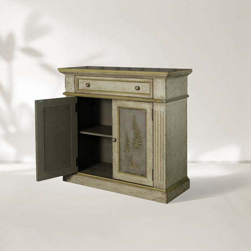 Cosetta Hand-painted Fern Motif Buffet Sideboard Antique Wood Entryways Cabinet