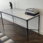 Thaddeus Metal Rectangle Marble Console Table Hand-Forged Entryways Entrance Table
