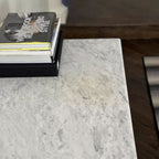 Thaddeus Metal Rectangle Marble Console Table Hand-Forged Entryways Entrance Table
