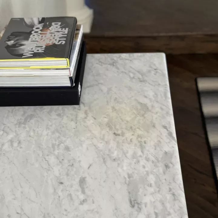 Thaddeus Metal Rectangle Marble Console Table Hand-Forged Entryways Entrance Table