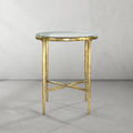 Thaddeus Metal Glass Round Side Table Hand-Forged End Table