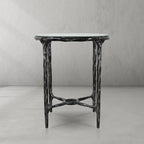 Thaddeus Metal Glass Round Side Table Hand-Forged End Table
