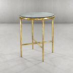 Thaddeus Metal Glass Round Side Table Hand-Forged End Table