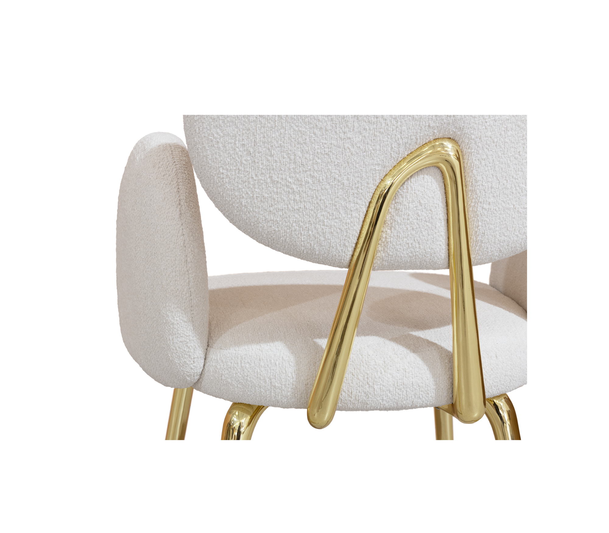 Althea Bouclé Sculptural Polished Gold Luxury Dining Chair