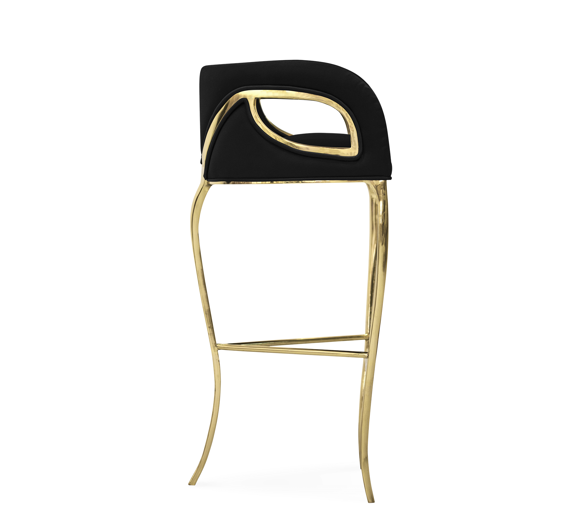 Chandra Fluid Sculptural Polished Brass Bar Stool