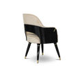 Collins with Armrest II Velvet Luxury Lacquered Dining Chair