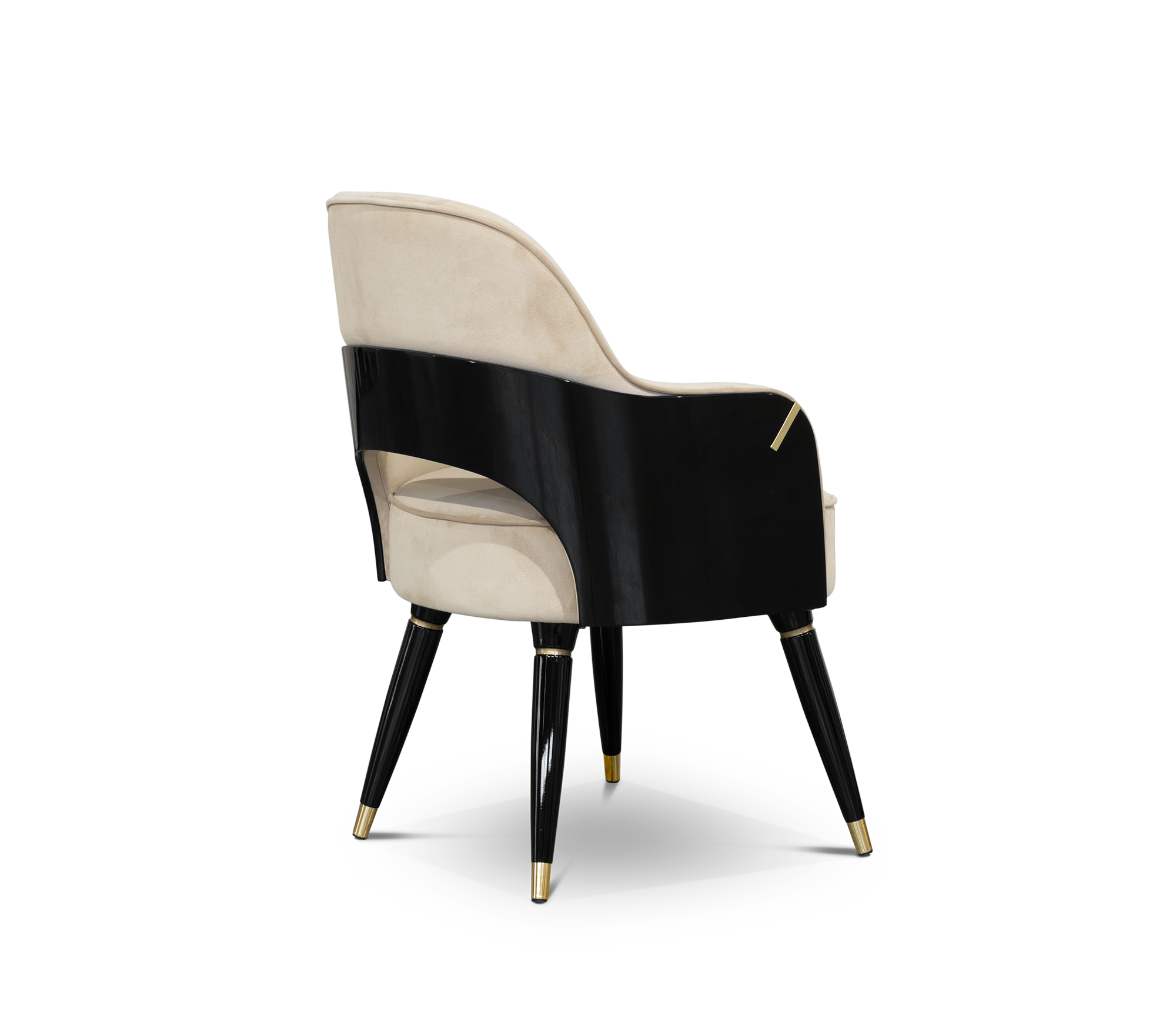 Collins with Armrest II Velvet Luxury Lacquered Dining Chair