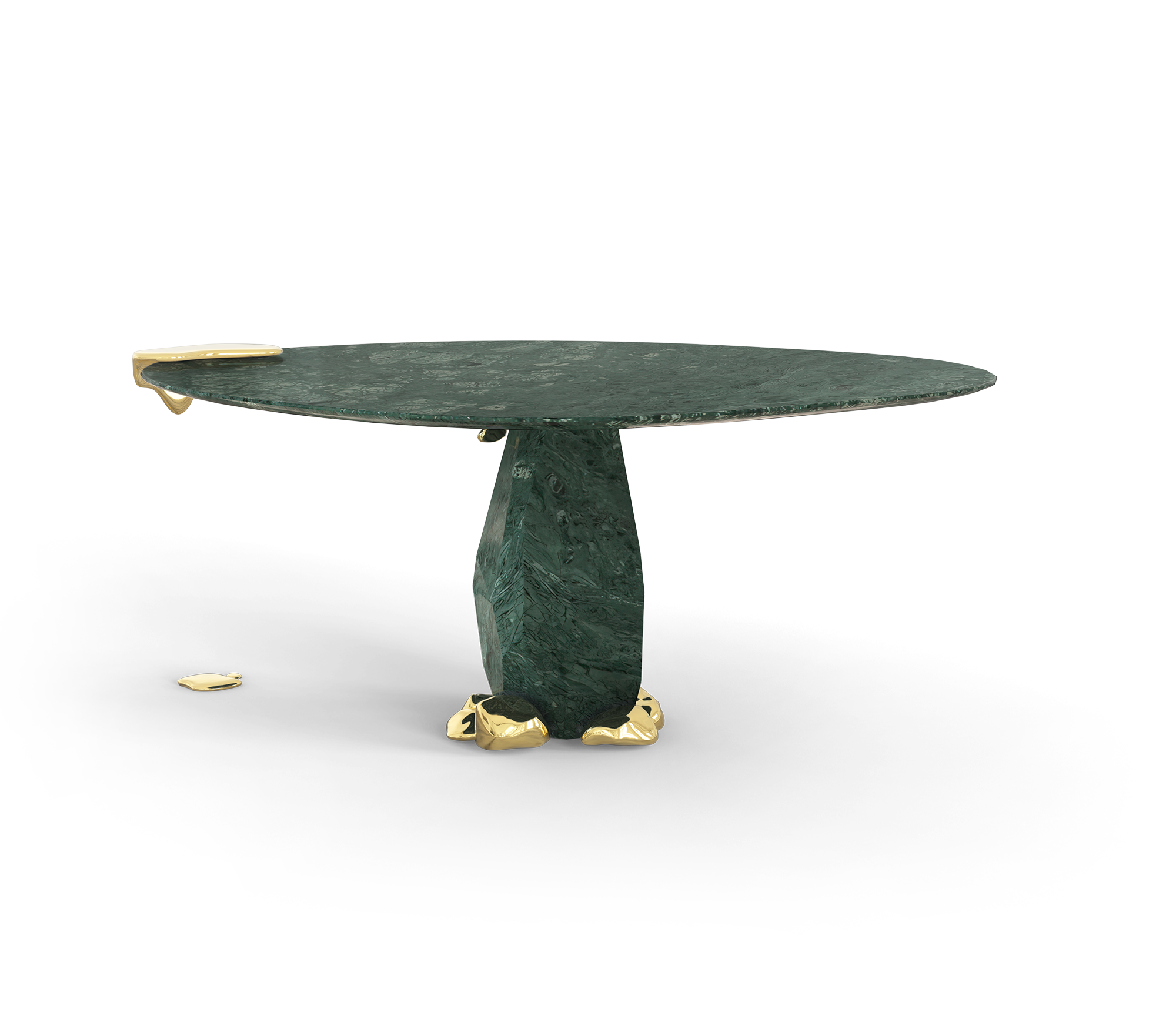 Diamond Marble & Brass Round Dining Table