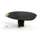 Diamond Marble & Brass Round Dining Table