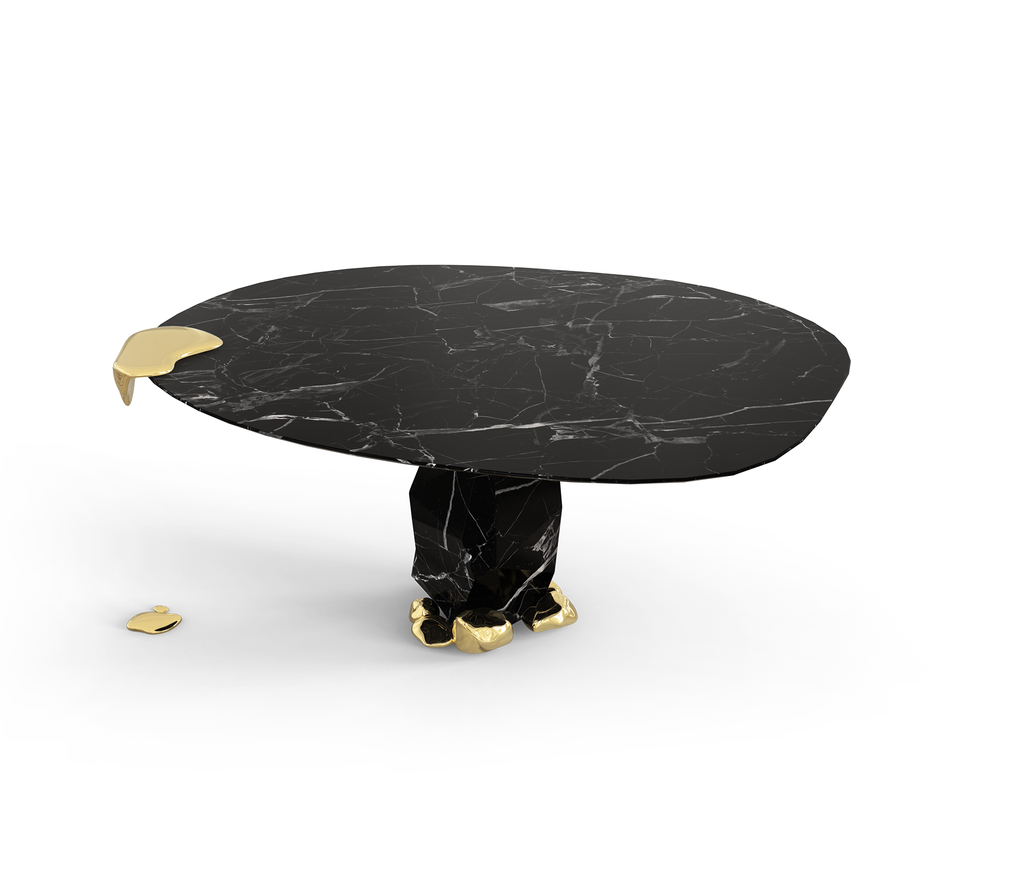 Diamond Marble & Brass Round Dining Table