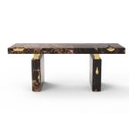 Empire Cracked Brass Inlay Marble Luxury Desk