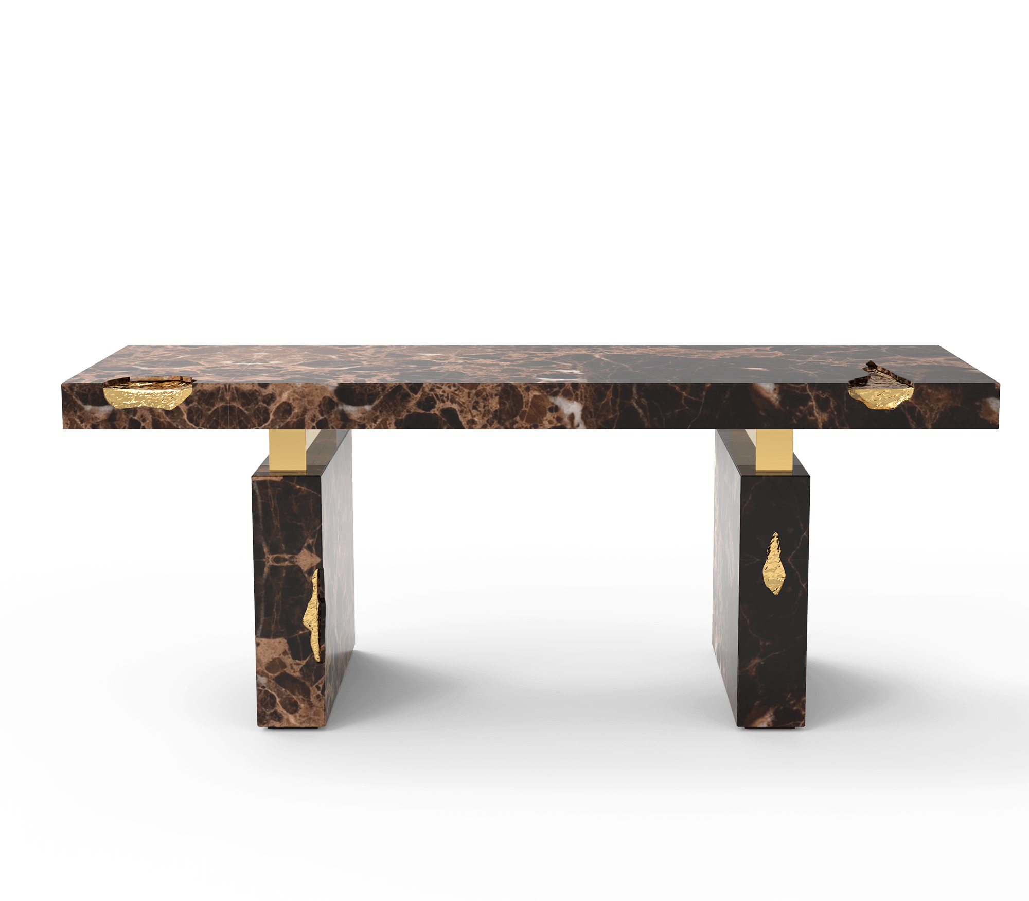 Empire Cracked Brass Inlay Marble Luxury Desk
