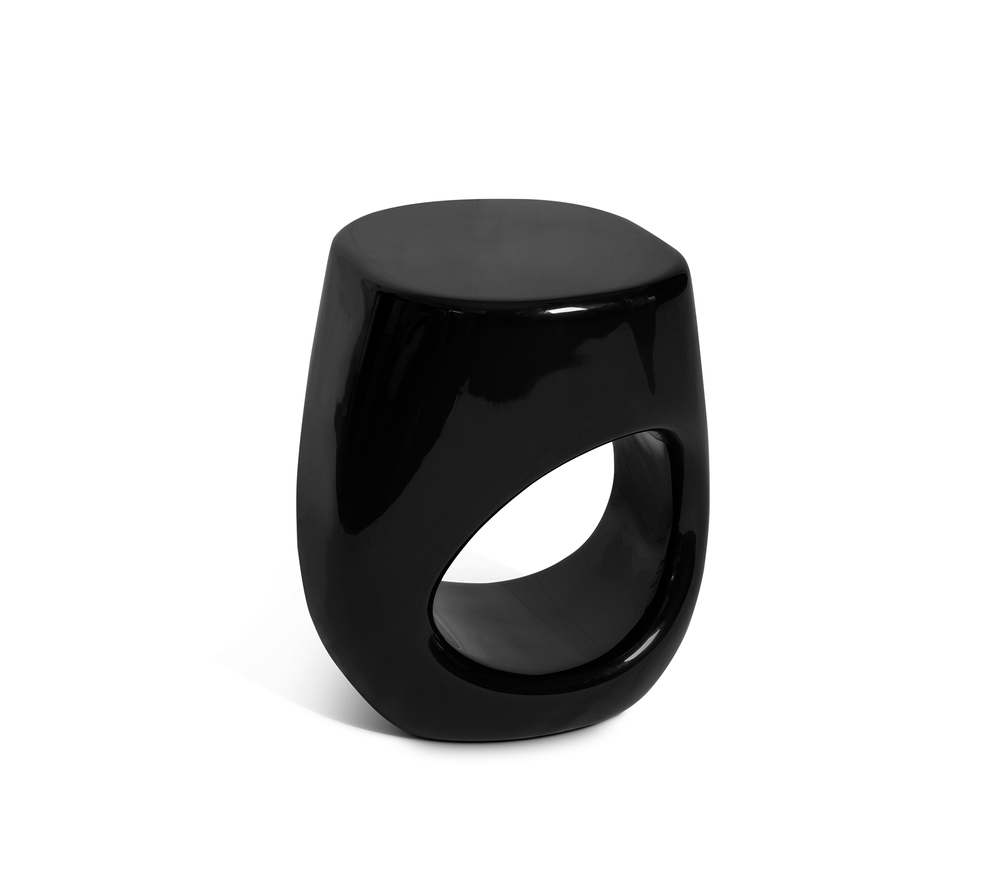 Erosion Gloss Sculptural Fiberglass Accent Stool