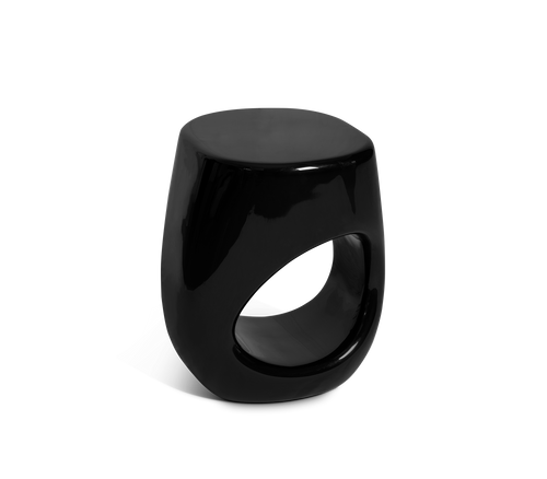 Erosion Gloss Sculptural Fiberglass Accent Stool