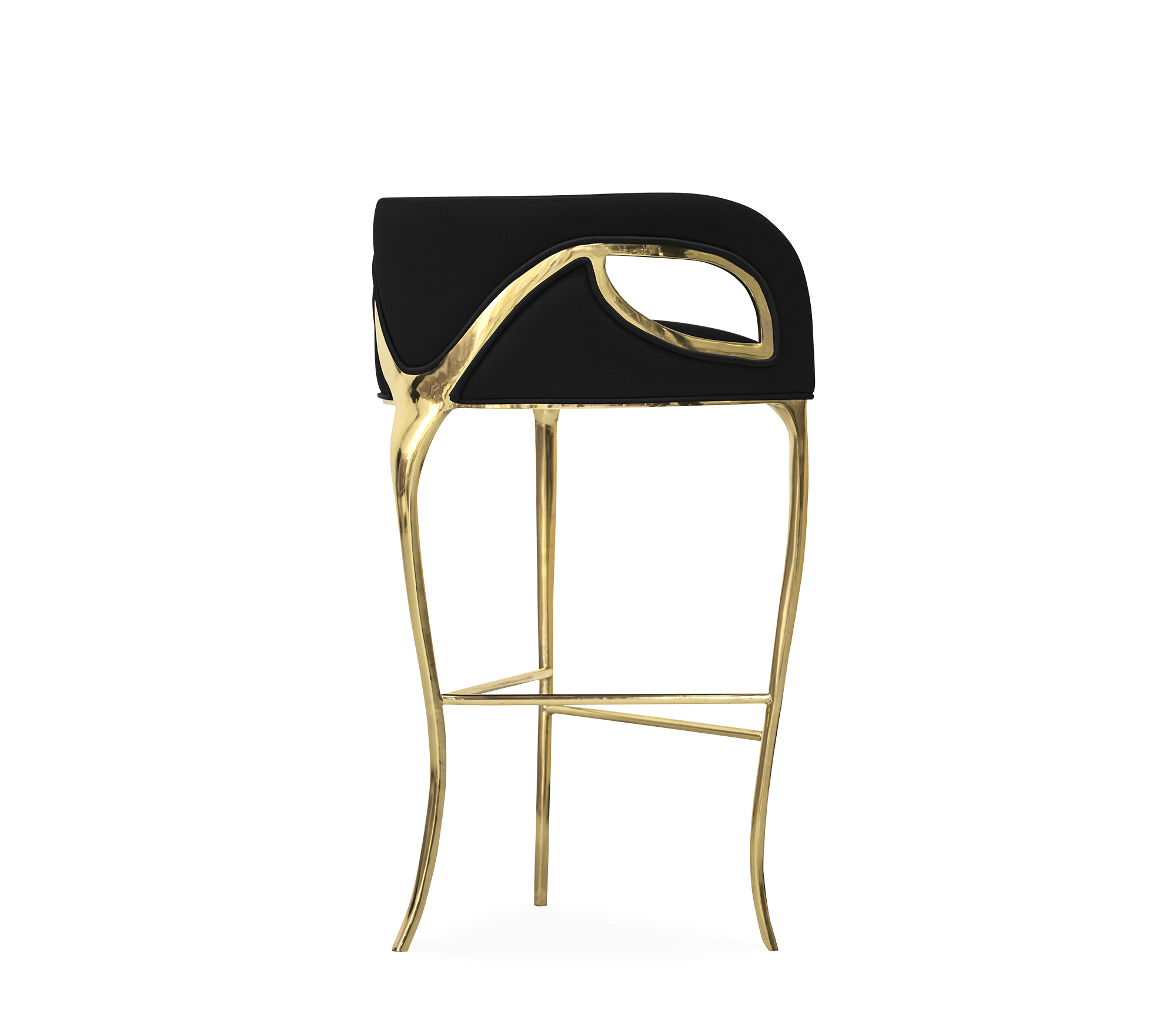 Chandra Fluid Sculptural Polished Brass Bar Stool