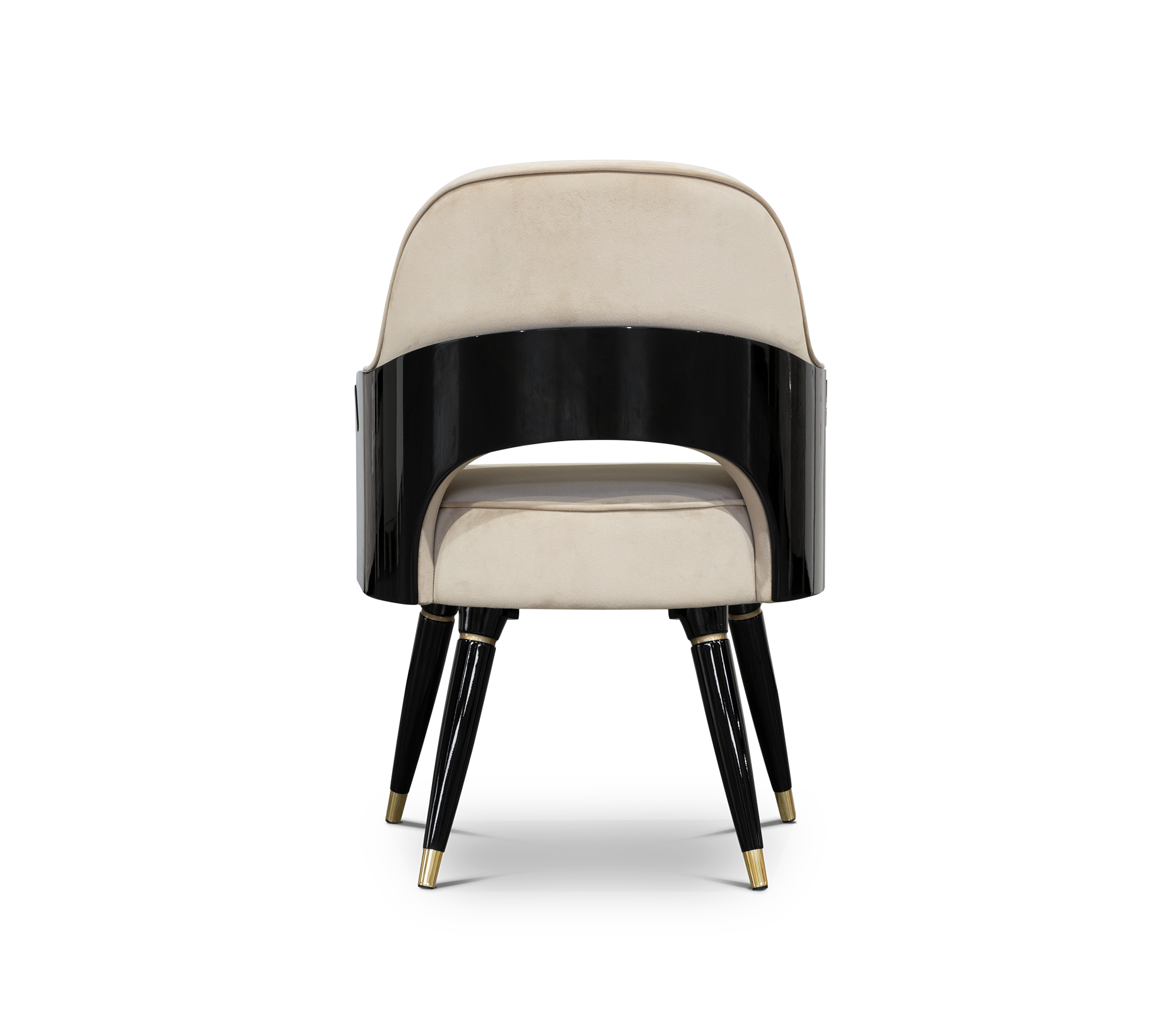 Collins with Armrest II Velvet Luxury Lacquered Dining Chair