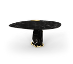 Diamond Marble & Brass Round Dining Table