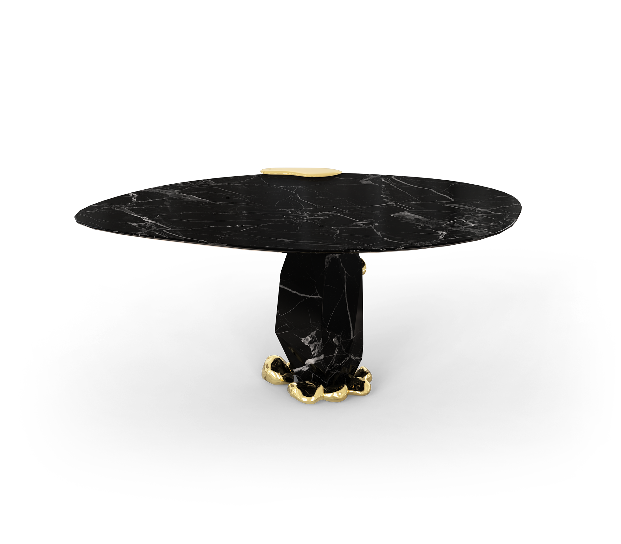 Diamond Marble & Brass Round Dining Table