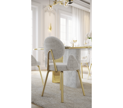 Althea Bouclé Sculptural Polished Gold Luxury Dining Chair