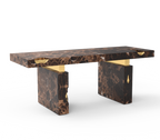 Empire Cracked Brass Inlay Marble Luxury Desk