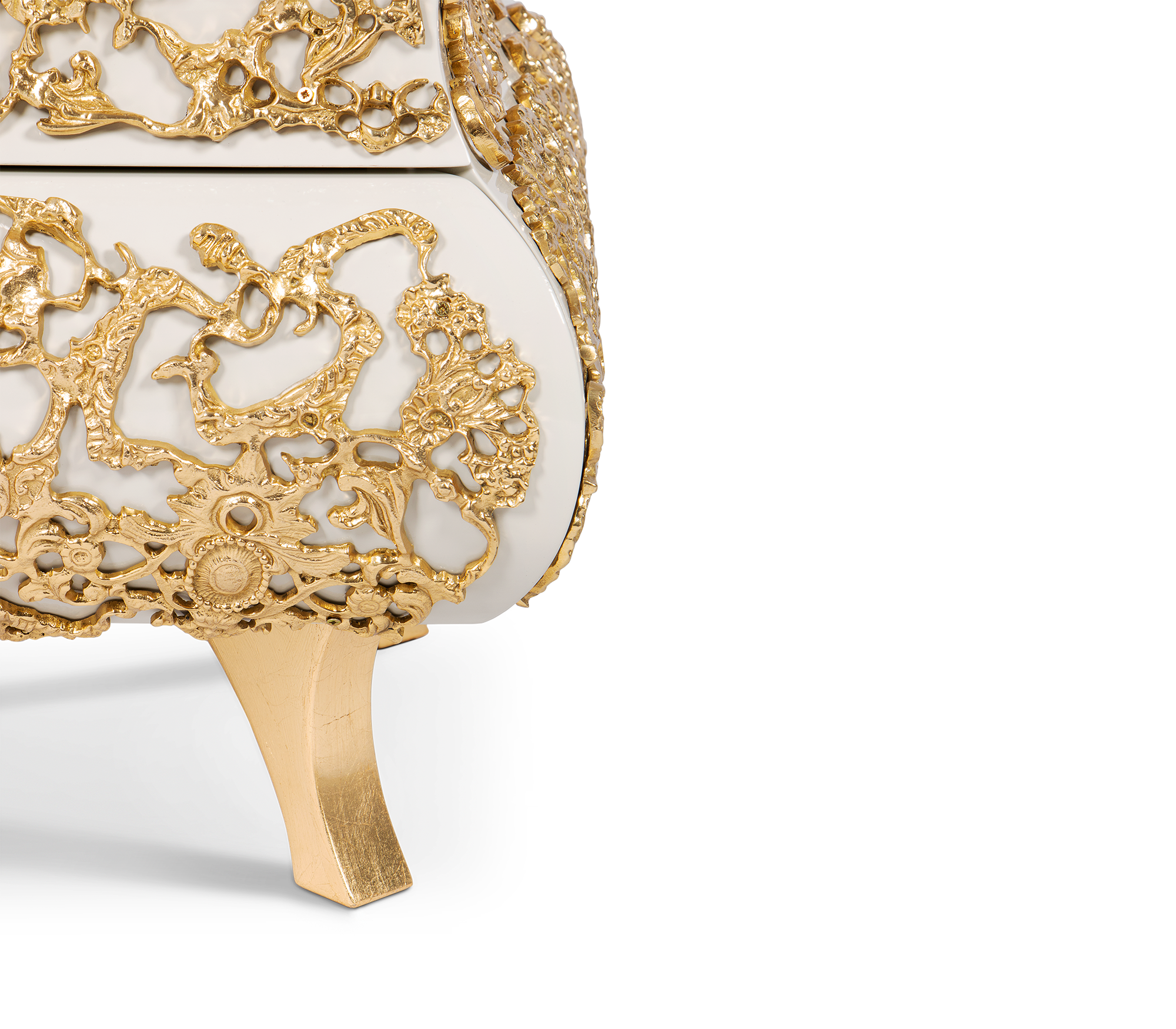 Crochet Baroque Gold Filigree Luxury Nightstand