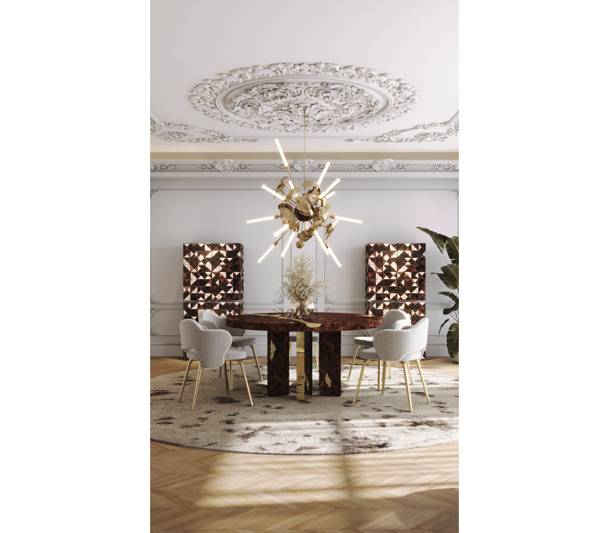 Amara Bouclé Modern Luxury Brass Chair