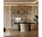 Empire Cracked Brass Inlay Marble Luxury Desk