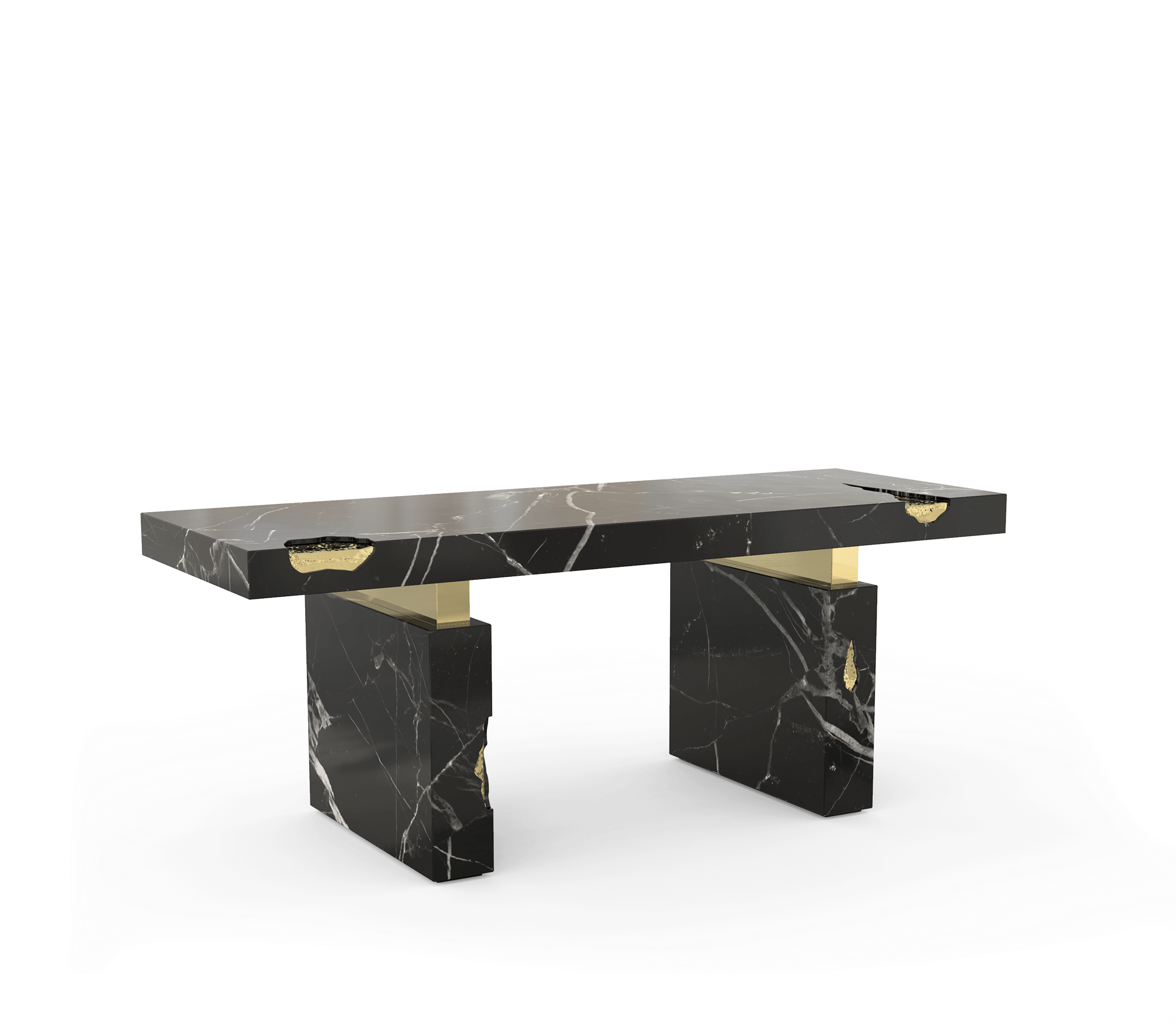 Empire Cracked Brass Inlay Marble Luxury Desk
