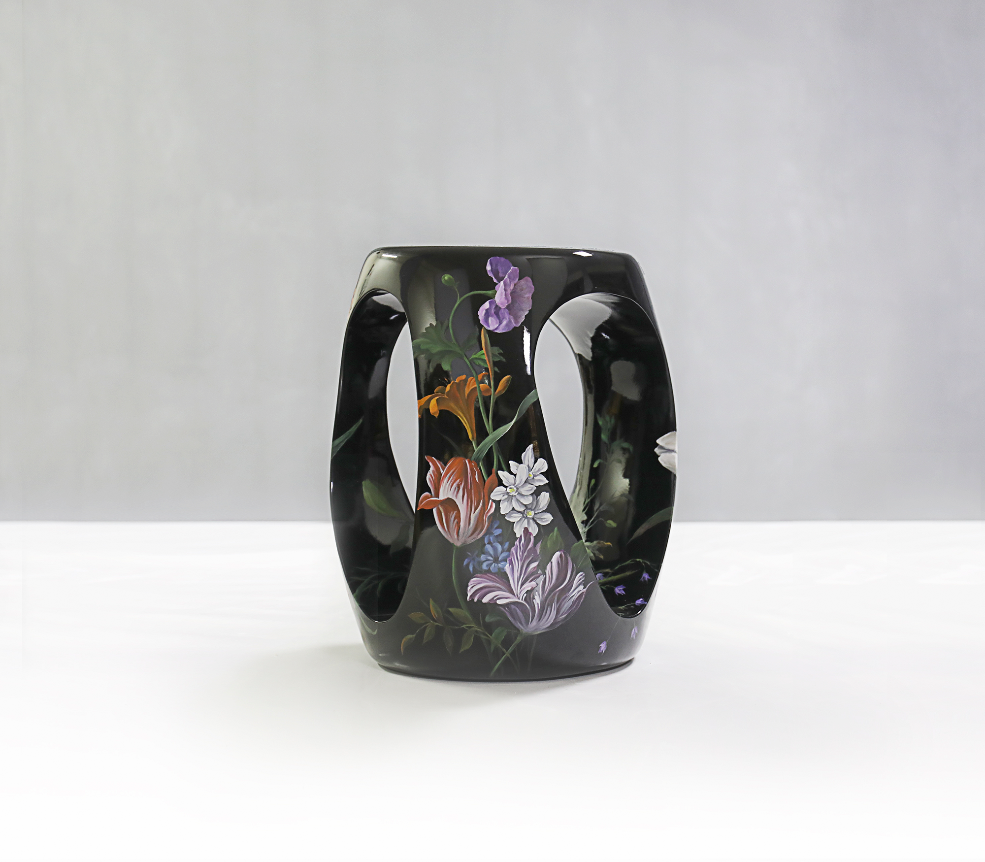 Floral Hand Oil Painted Limited Edition Decorative Stool
