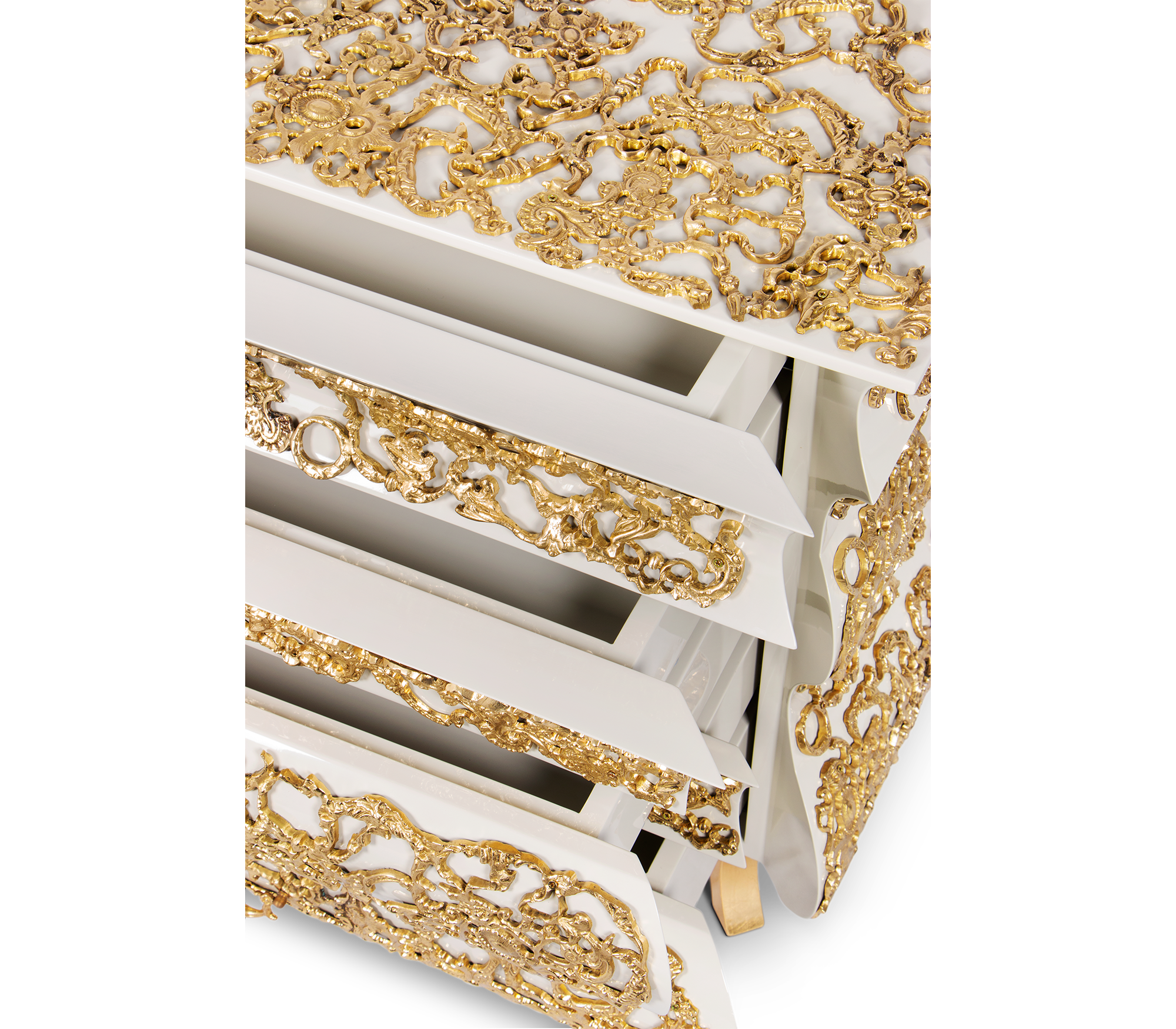 Crochet Baroque Gold Filigree Luxury Nightstand