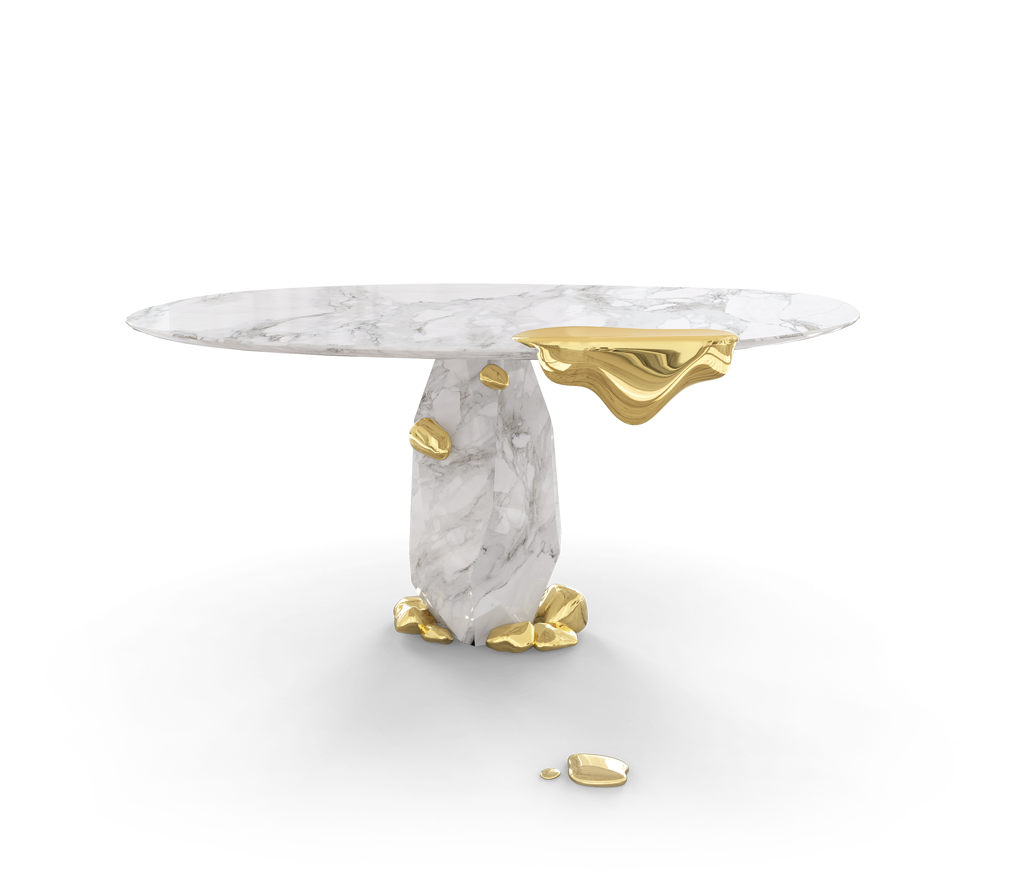 Diamond Marble & Brass Round Dining Table