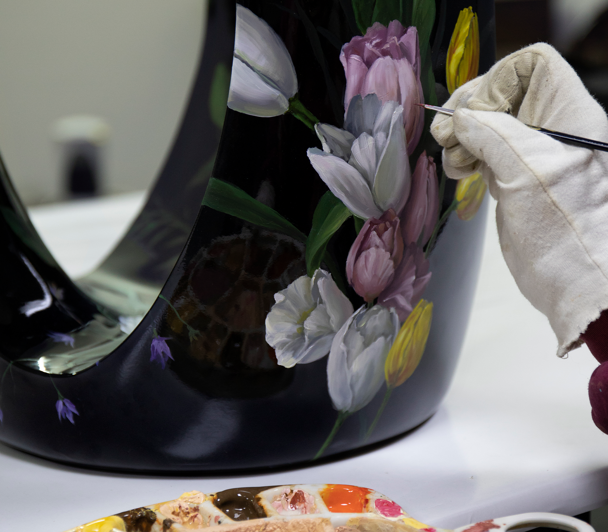 Floral Hand Oil Painted Limited Edition Decorative Stool