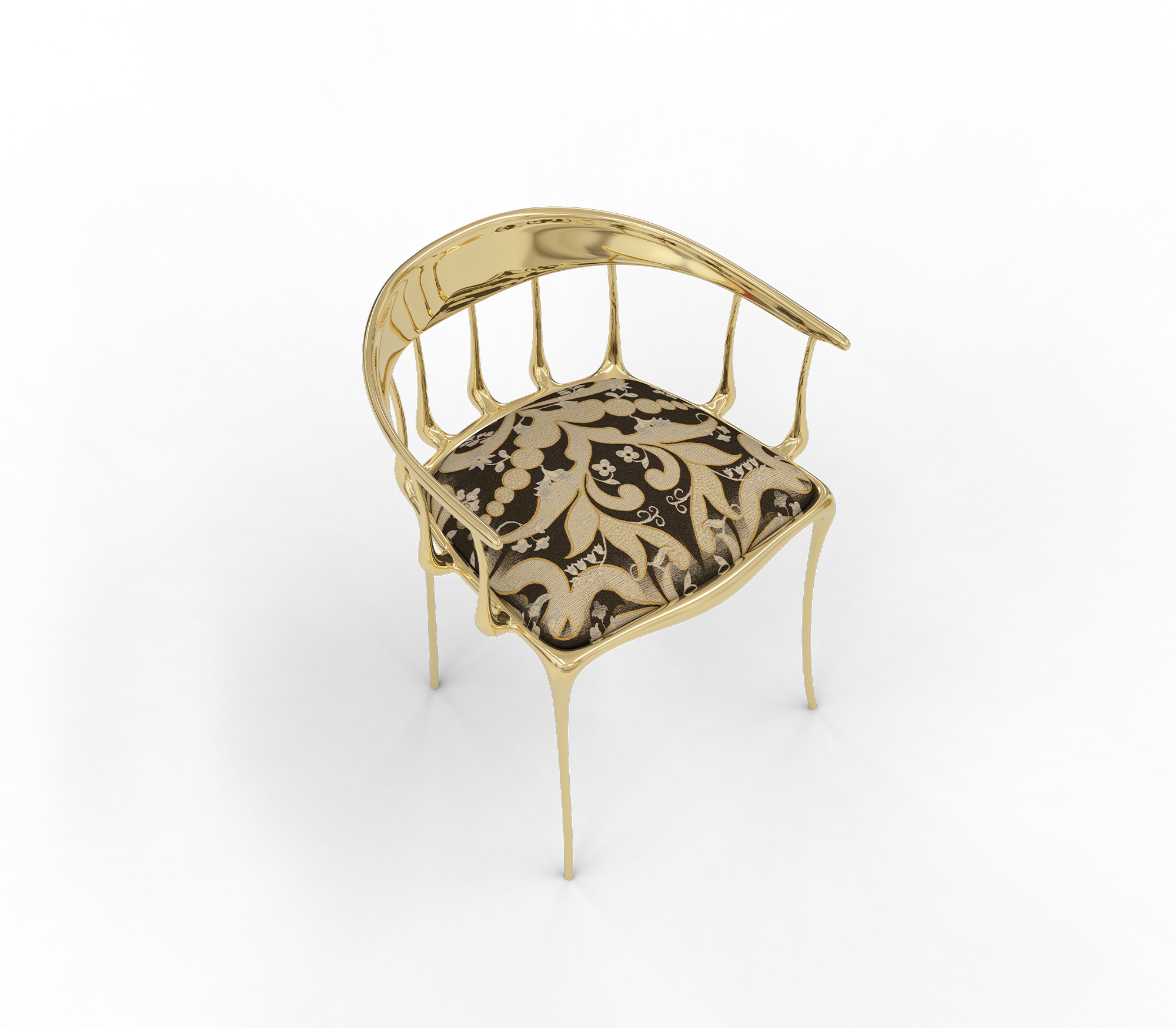 Nº11 Semiramide Nero Surrealist Polished Gold Dining Chair