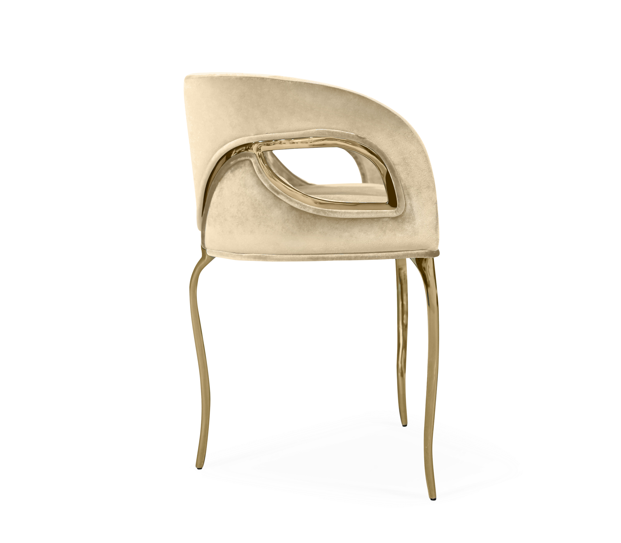 Chandra Cutout Gloss Brass Velvet Chair