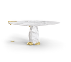 Diamond Marble & Brass Round Dining Table