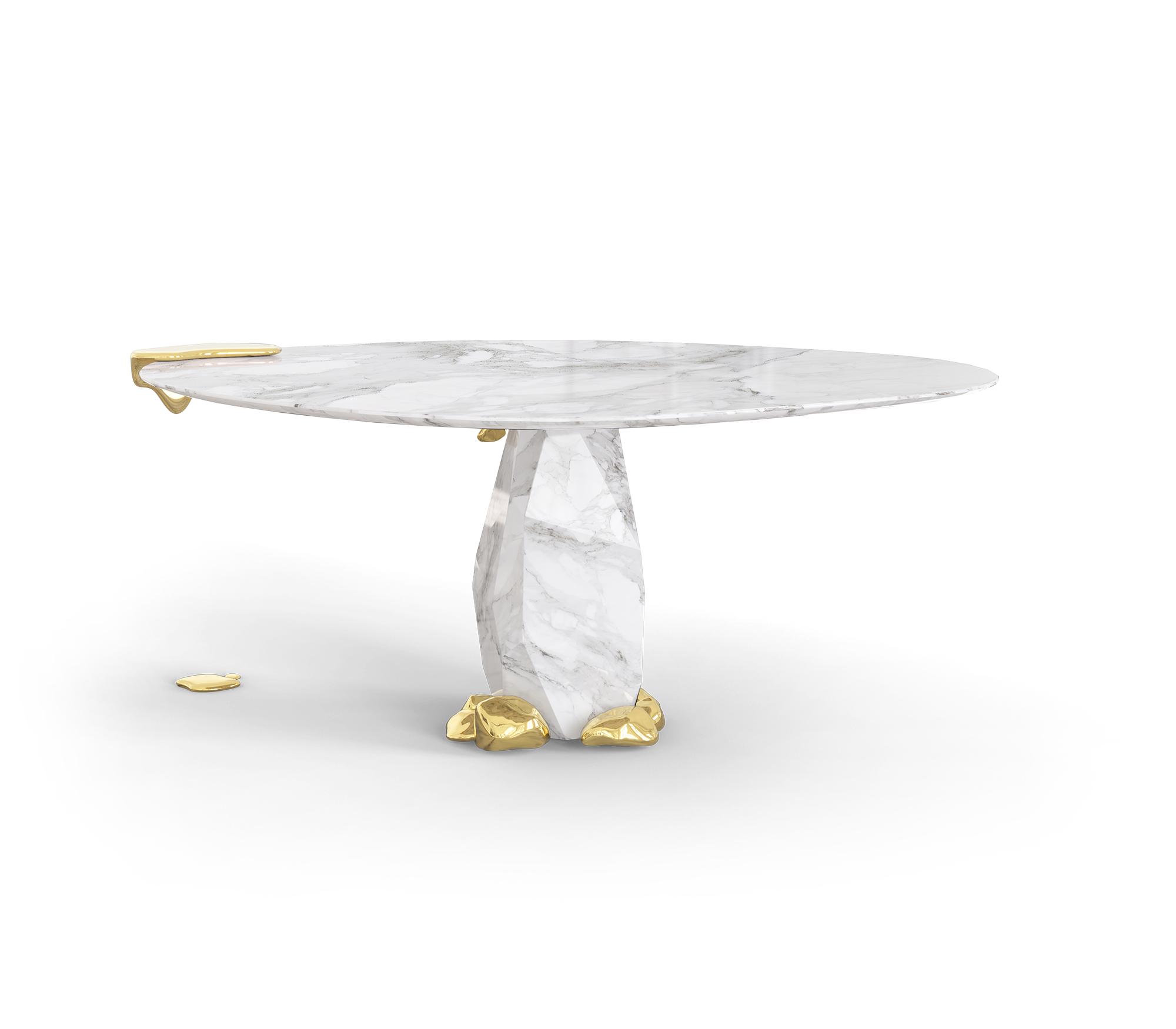 Diamond Marble & Brass Round Dining Table