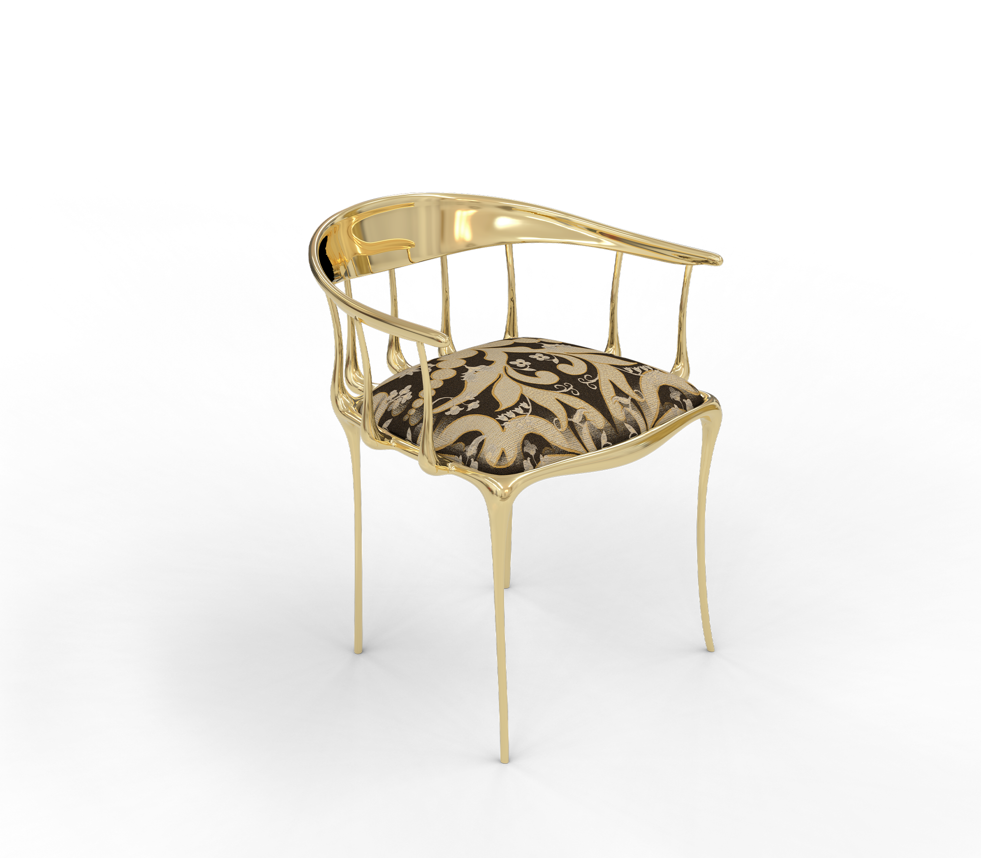 Nº11 Semiramide Nero Surrealist Polished Gold Dining Chair