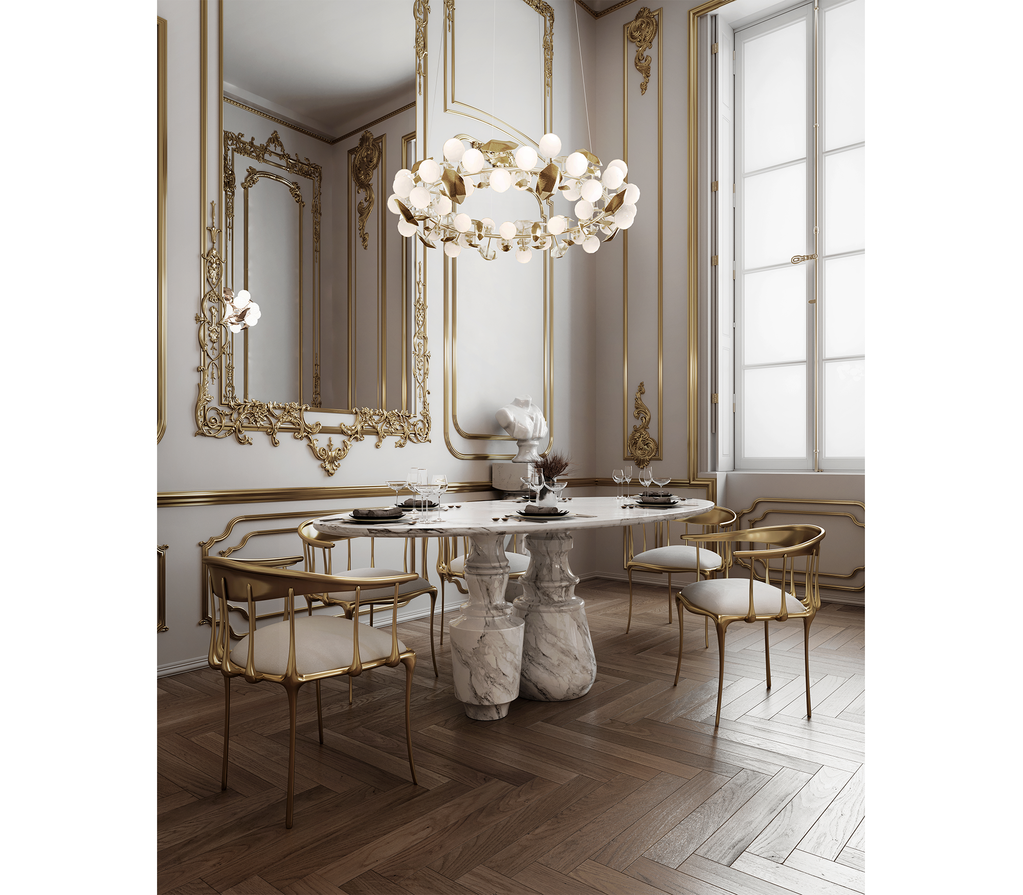 Pietra Oval Classic Estremoz Marble Dining Table