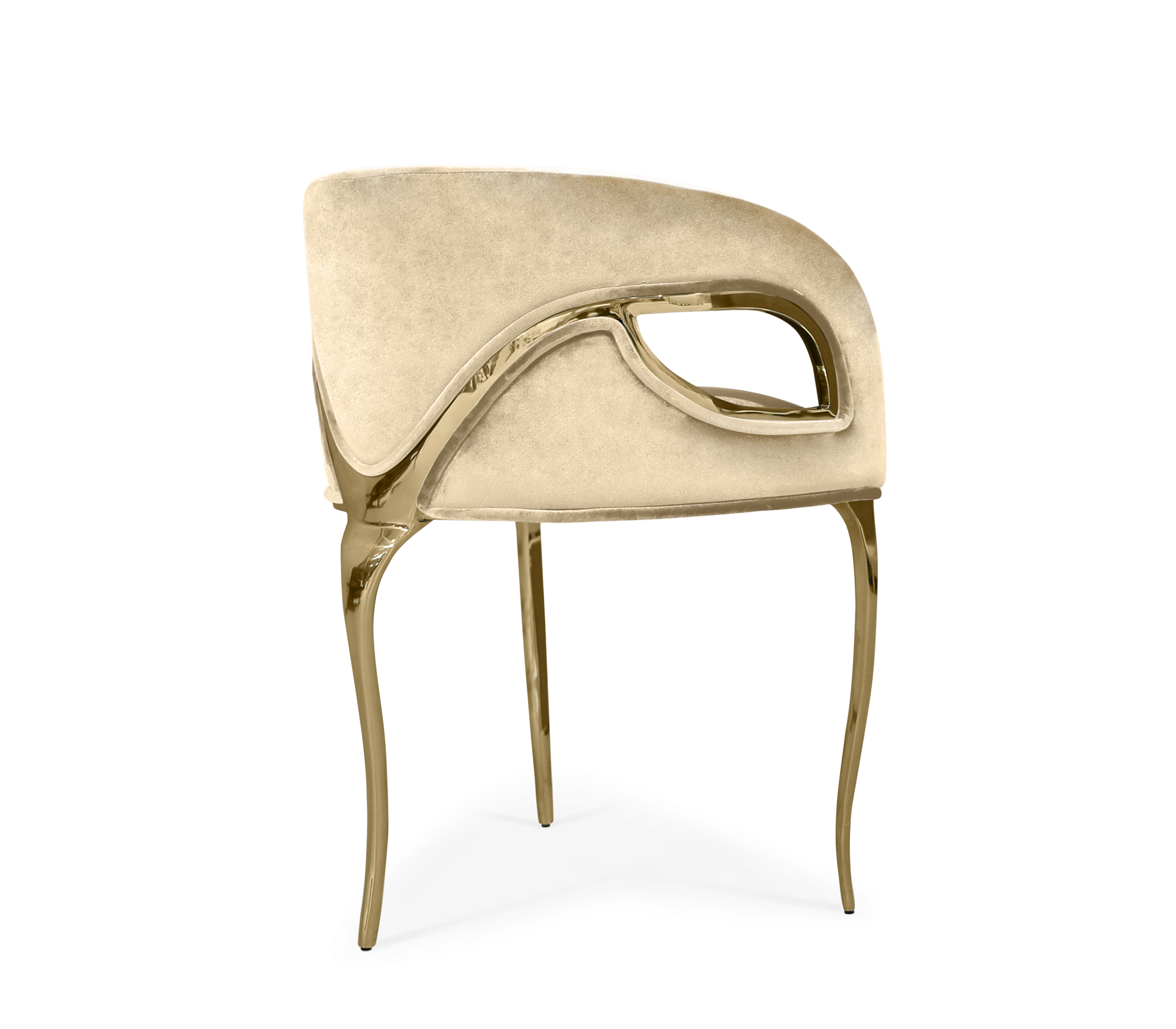 Chandra Cutout Gloss Brass Velvet Chair