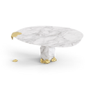 Diamond Marble & Brass Round Dining Table