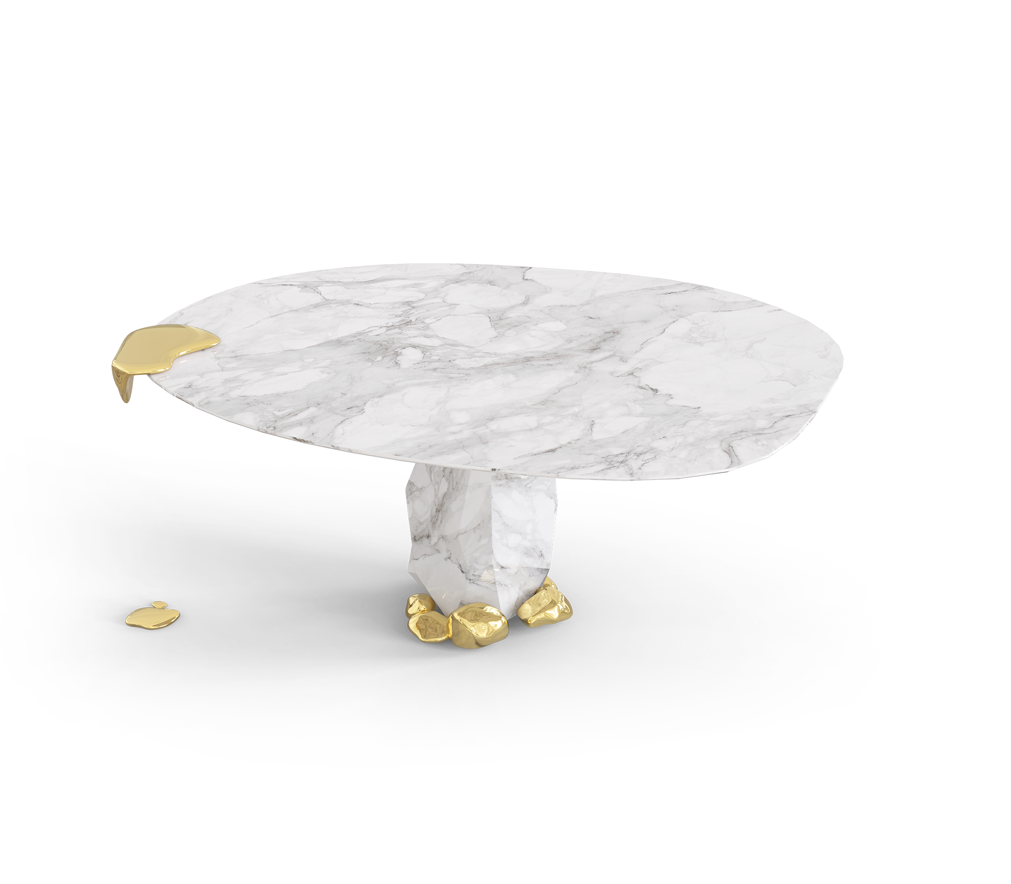 Diamond Marble & Brass Round Dining Table