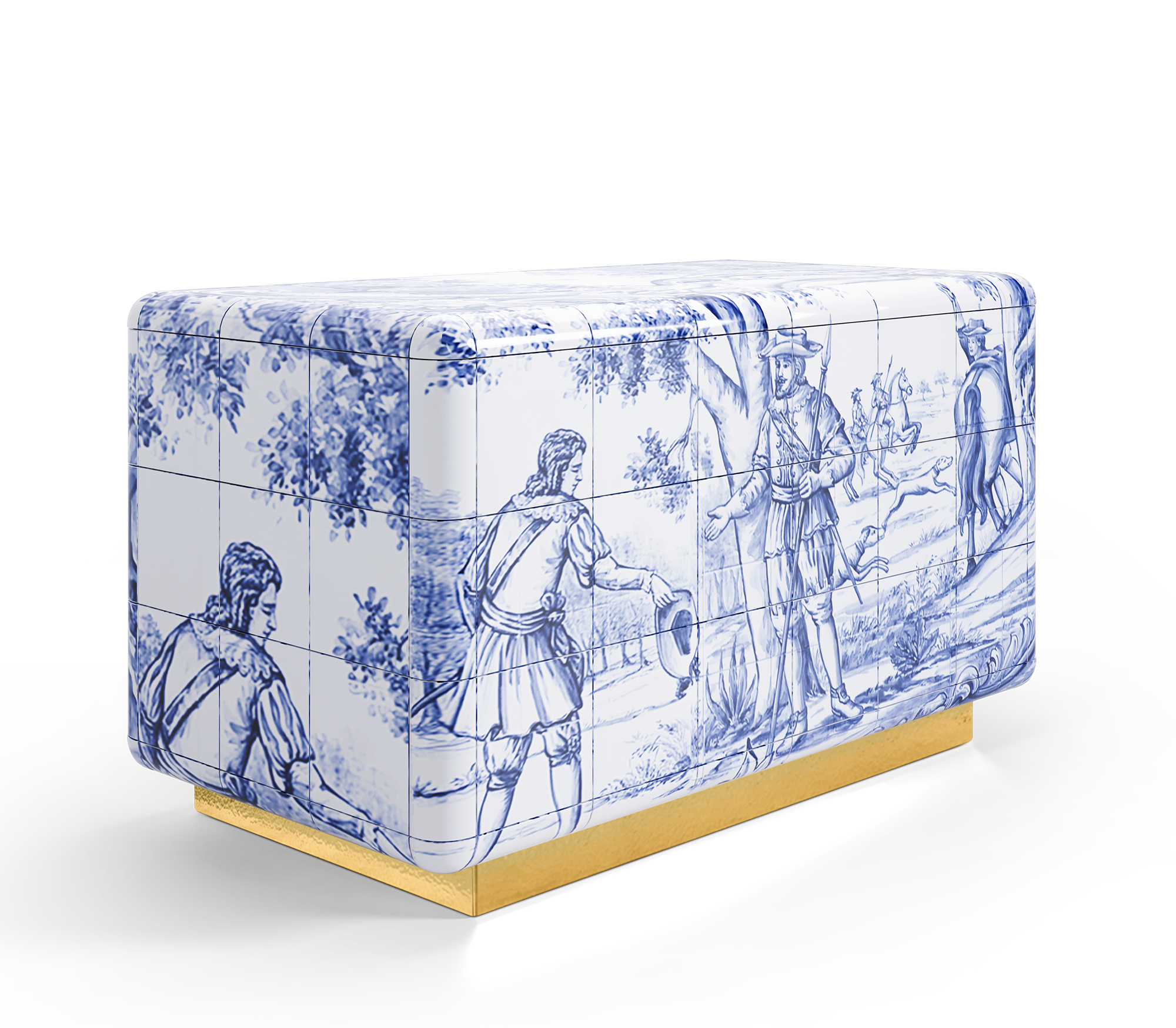 Heritage Azulejo Hand-Painted Ceramic Luxury Nightstand