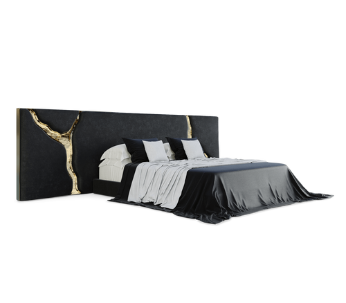 Lapiaz Kintsugi Velvet Polished Gold Luxury Headboard
