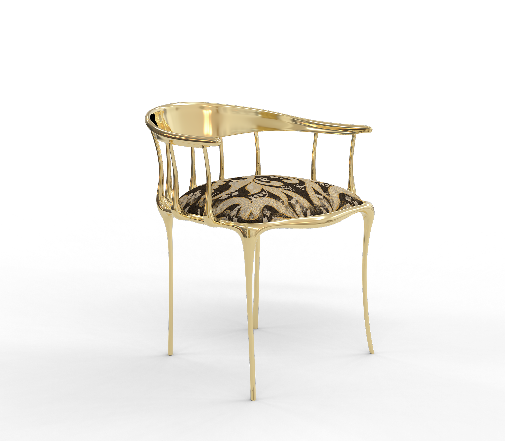 Nº11 Semiramide Nero Surrealist Polished Gold Dining Chair