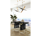 Empire Cracked Brass Inlay Marble Luxury Desk