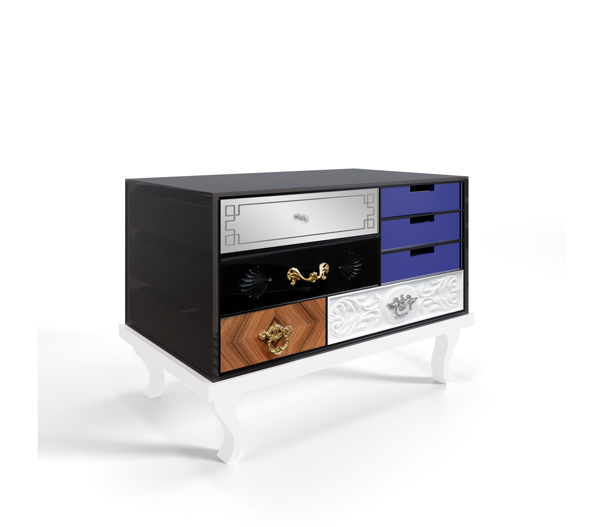 Soho Eclectic Mixed Material Luxury Bedside Table