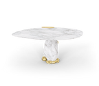 Diamond Marble & Brass Round Dining Table