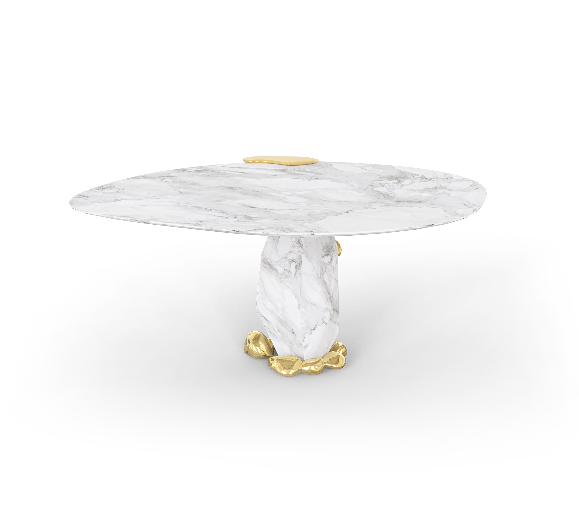 Diamond Marble & Brass Round Dining Table
