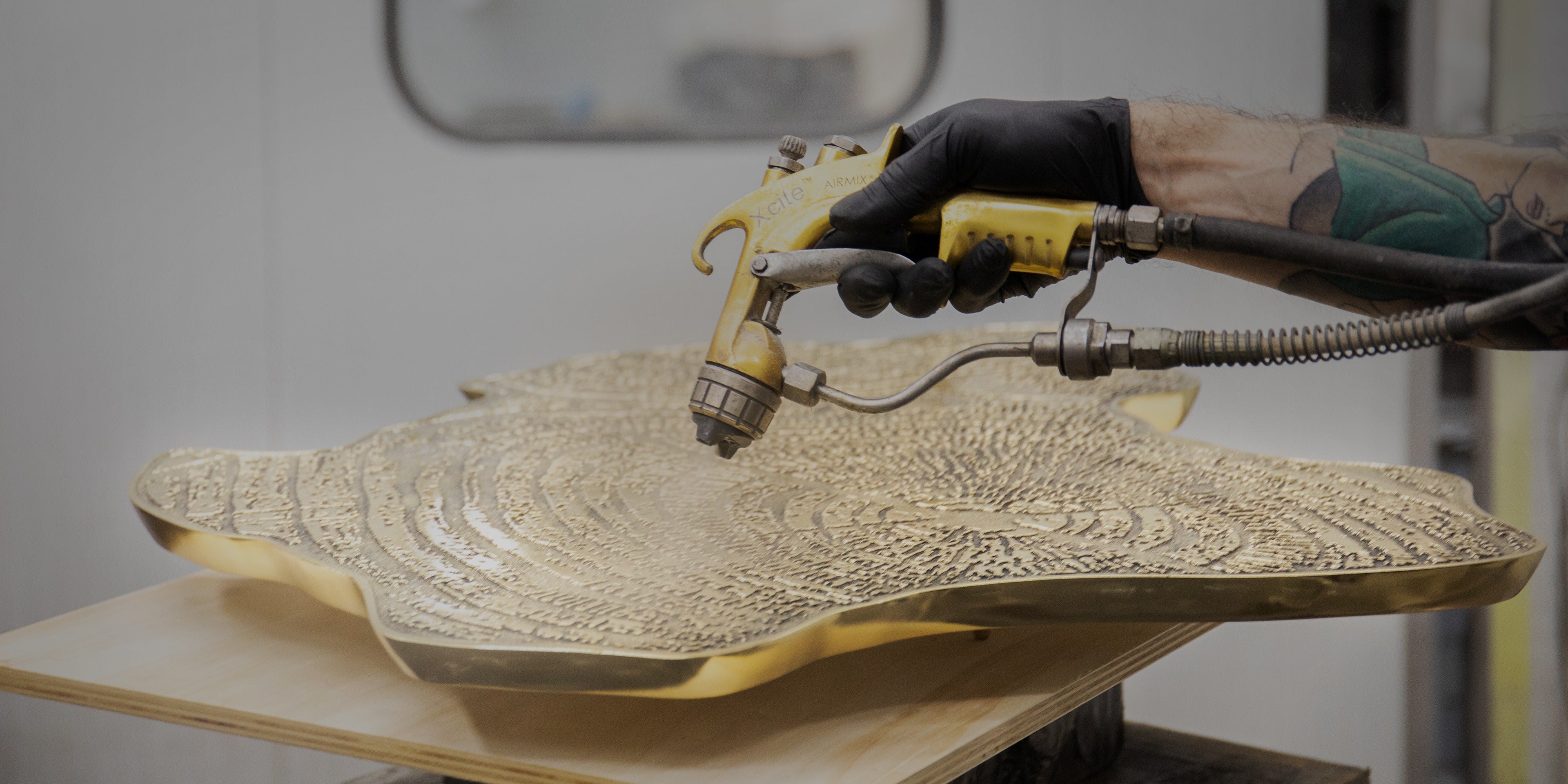 Empire Consoles Hammered Gilded Brass Entryways Cabinet Table