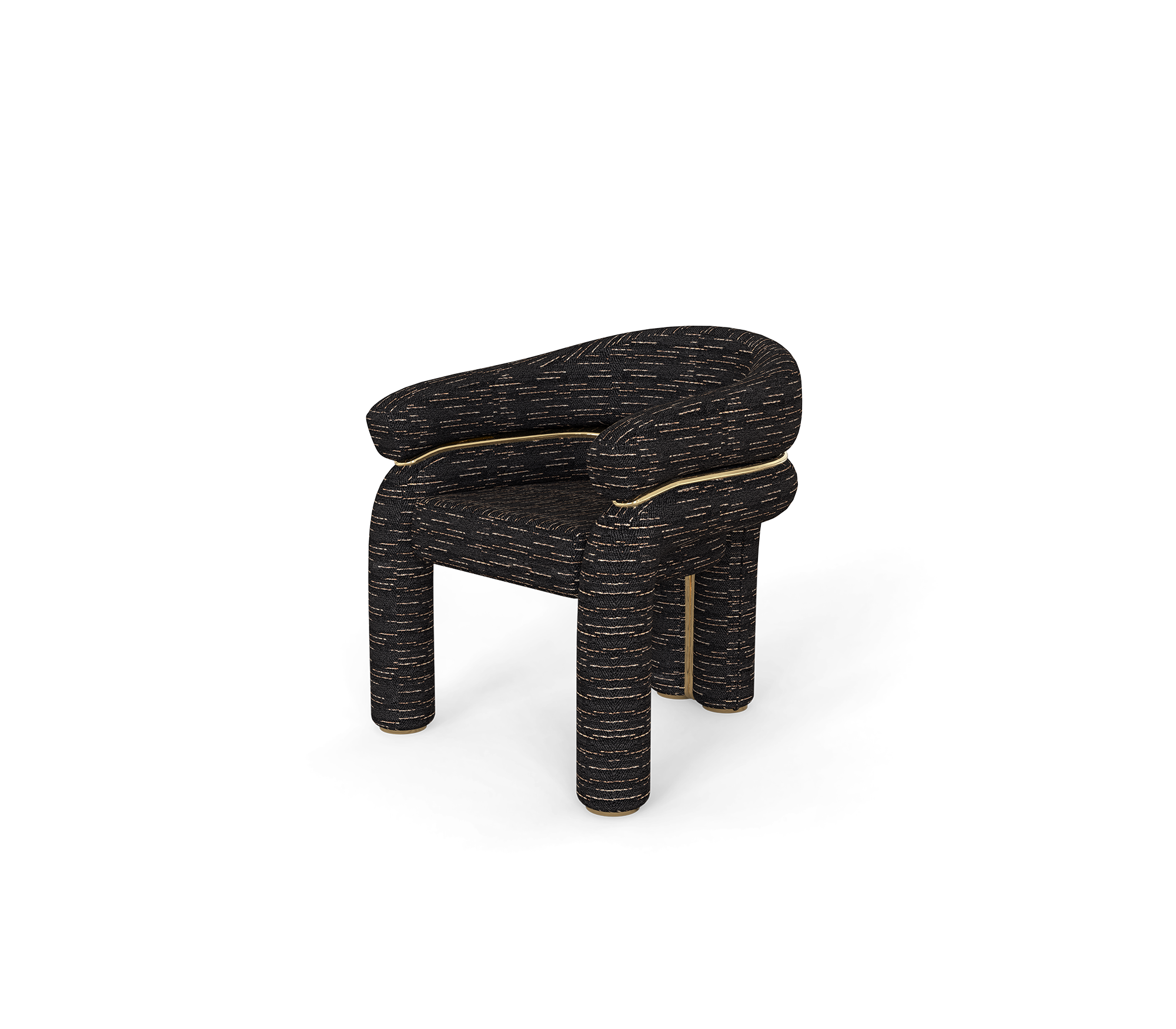 Elara Curved Sculptural Polished Brass Luxury Dining Chair